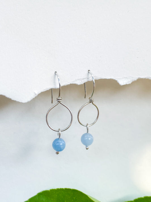 Aquamarine & Sterling Silver Small Dangle Earrings - March Birthstone - Made to Order