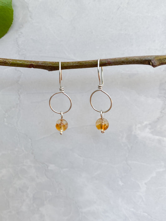 Citrine & Sterling Silver Small Dangle Earrings - Made to Order