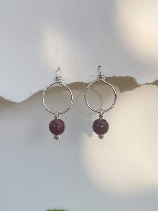 Garnet & Sterling Silver Small Stud Earrings - Made to Order