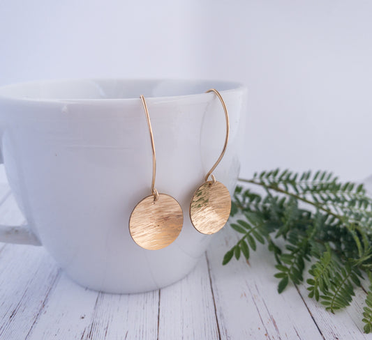 Large Circle Yellow Gold Filled Earrings - Made to Order
