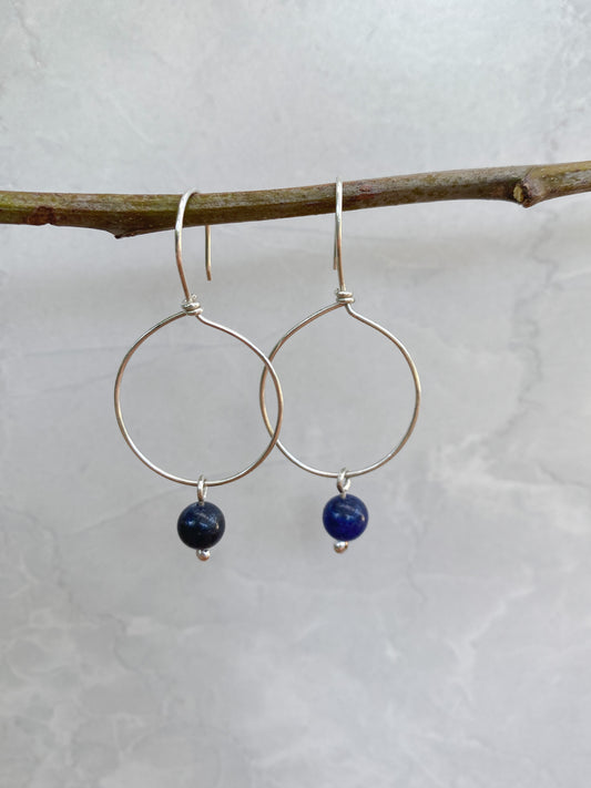 Sodalite & Sterling Silver Large Dangle Earrings - Made to Order