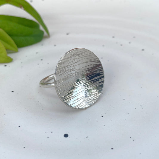 Extra Large Silver Disc Ring - Made to Order